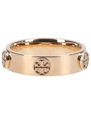Tory Burch Logo Medallion Band Ring - White