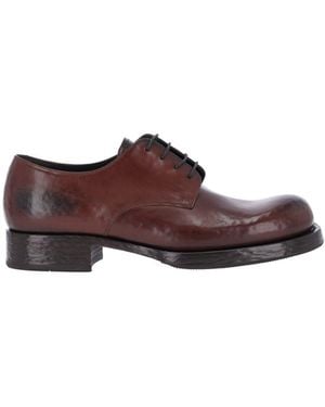 Prada Scarpe Derby In Pelle - Marrone