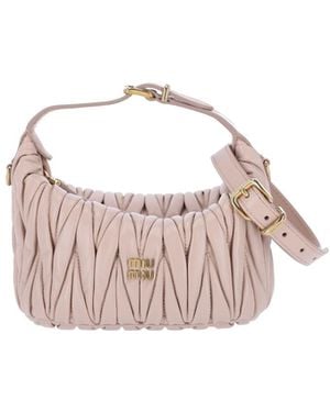 Miu Miu Pouch In Nappa Matelassé - Rosa