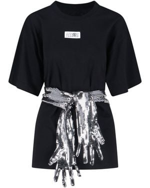 MM6 by Maison Margiela Gloves Crewneck T-Shirt - Black