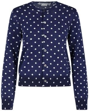 Comme des Garçons Polka Dot Button-Down Cropped Jumper - Blue