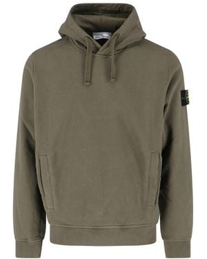 Stone Island Logo Hoodie - Green