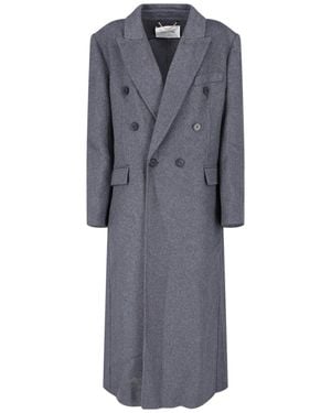Victoria Beckham Double-Breasted Structured Jacket With Notched Lapel - Grey