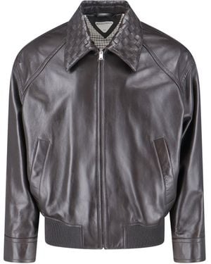 Bottega Veneta Giacca In Pelle Di Agnello - Grigio