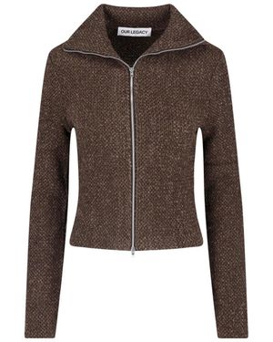Our Legacy Textured Cropped Zip Jumper - Brown