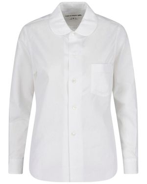 Comme des Garçons Peter Pan Collar Pleated Shirt - White