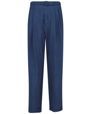 Saint Laurent Silk Trousers - Blue
