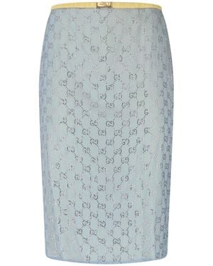 Gucci Crystal Pencil Skirt - Blue