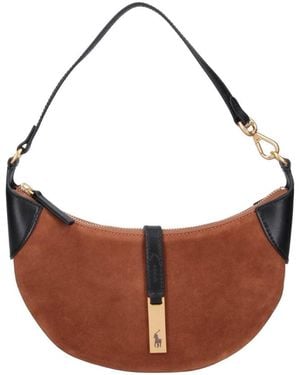 Polo Ralph Lauren Suede Half-Moon Shoulder Bag - White