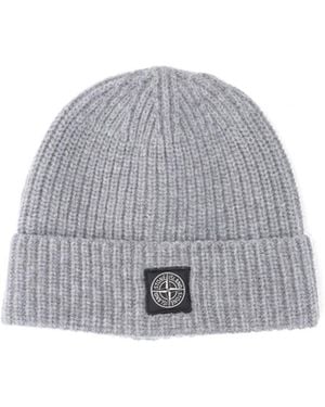 Stone Island Virgin Wool Beanie - Gray