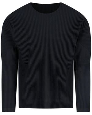 HOMME PLISSÉ Pleated T-Shirt - Blue