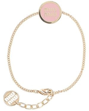 Miu Miu Enamelled Brass Logo Bracelet - White