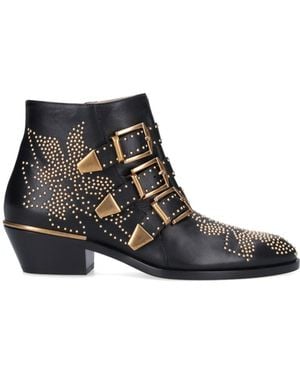 Chloé Boots Susanna Nappa Leather Black Rivets Gold