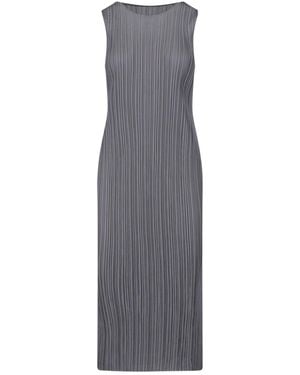 Pleats Please Issey Miyake Pleated Midi Dress - Grey