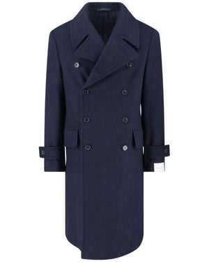 Caruso Double-Breasted Wool Coat - Blue