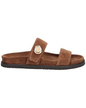 Tory Burch Leather Sandals With Suede Lining - Brown