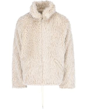 Marni Faux Shearling Hooded Jacket - White