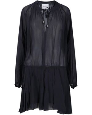 Isabel Marant Semi-Transparent Midi Dress With Drawstring Waist - Blue