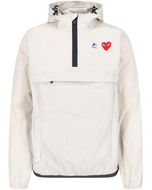 COMME DES GARÇONS PLAY X K-Way Jacket With Hood - White