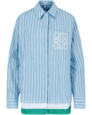Loewe Striped Cotton Shirt - Blue