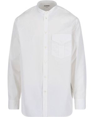 Jil Sander Mandarin Collar Shirt - White