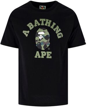A Bathing Ape Graphic Cotton T-Shirt - Black