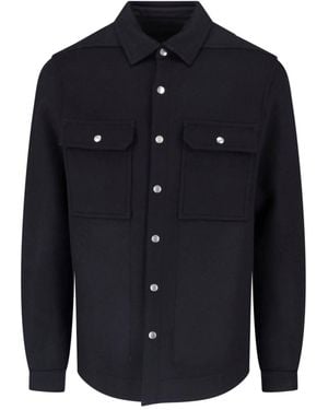 Rick Owens Giacca Camicia In Lana - Blu