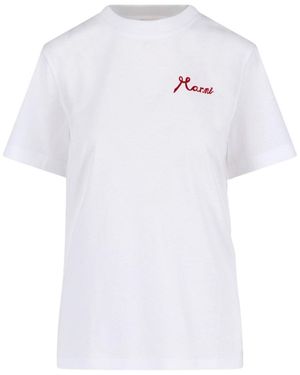 Marni Embroidered Logo T-Shirt - White