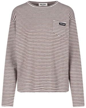 Miu Miu Striped Jumper - White