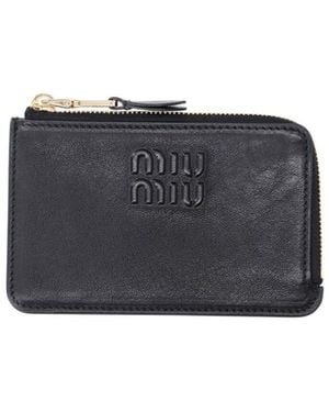 Miu Miu Zip Logo Cardholder - Black