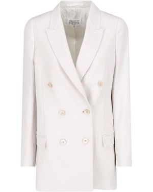 Maison Margiela Double-Breasted Wool Blazer - White