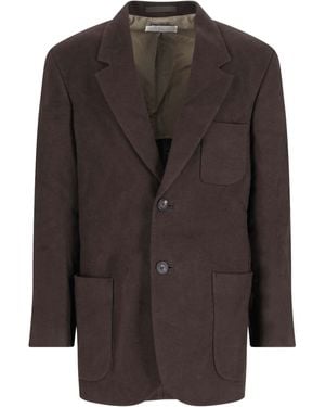 Our Legacy Blazer Monopetto In Lino - Marrone