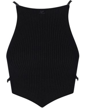 Courreges Sleek Draped Viscose-Blend Top For - Black