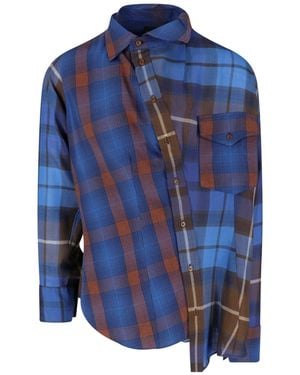 Vivienne Westwood Asymmetric Plaid Long Sleeve Button-Up Shirt - Blue