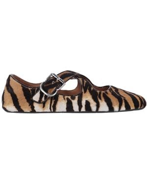 Alaïa Tiger Pony Ballet Flats - Brown