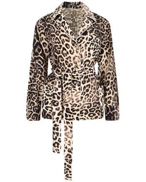Ermanno Scervino Silk Pyjama Shirt, All-Over Animal Print - Black