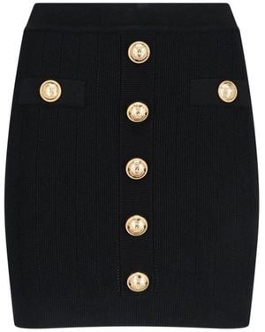 Balmain Gonna Mini In Maglia - Nero