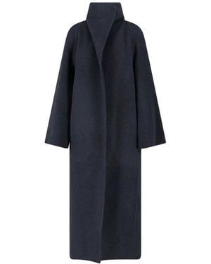 KHAITE Oversized Wool Wrap Coat - Blue