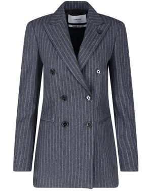 Lardini Double-Breasted Wool Blazer - Blue