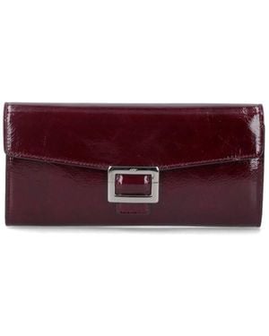 長財布 ROGER VIVIER BELLE VIVIER DARK VIOLET PATENT LEATHER WALLET Belle Vivier Wallet on chain in patent leather Burgundy
