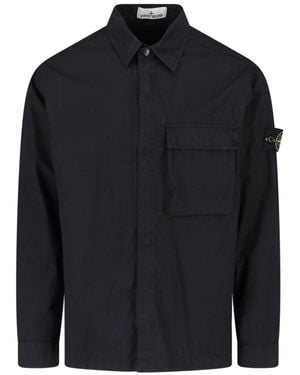 Stone Island Cotton Button Shirt - Blue