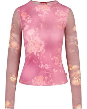 DIESEL Printed T-Shirt "T-Moky-Ls" - Pink