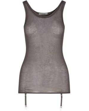 Lemaire Tank Top A Coste Con Reggicalze - Marrone