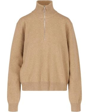 Rohe Maglione Zip In Lana - Neutro