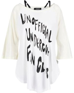 Undercover Loose-Fitting Layered Detail Graphic Top - White