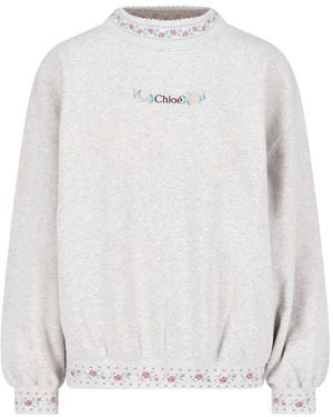 Chloé Cotton Logo Sweatshirt - White
