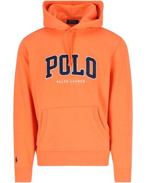 Polo Ralph Lauren Felpa Cappuccio Logo - Arancione