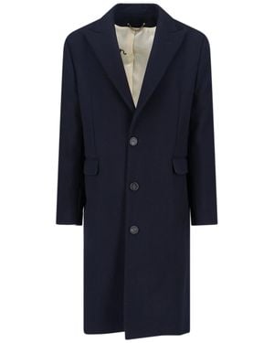 Golden Goose Wool Blend Coat With Star Logo - Blue