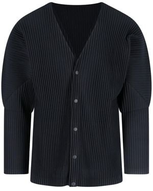 HOMME PLISSÉ Pleated Cardigan - Blue
