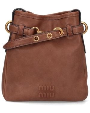 Miu Miu Logo Pouch - Brown